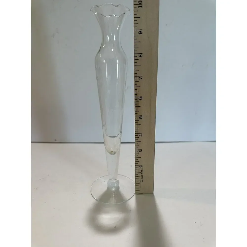 Princess House handblown handcut glass Crystal Heritage Vase footed‎ Vase etched